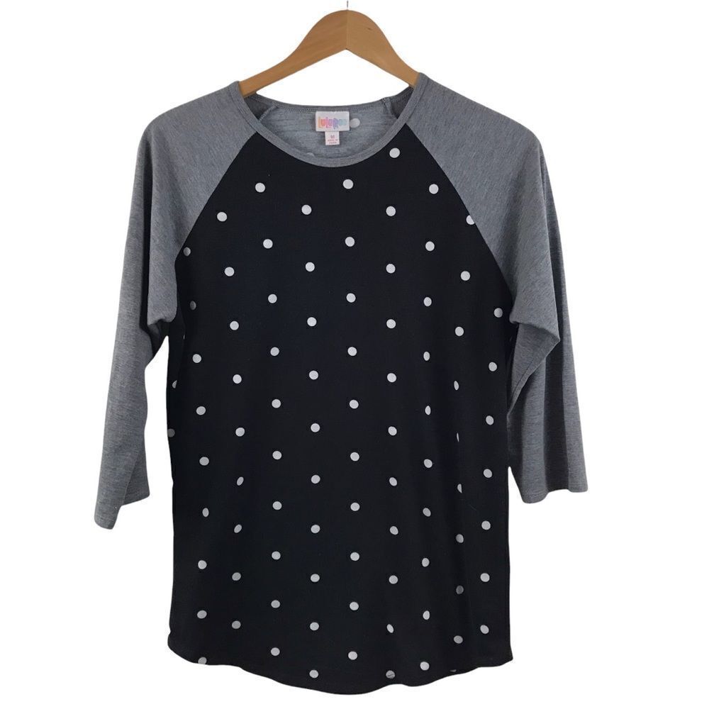 LuLaRoe black & gray baseball tee size M